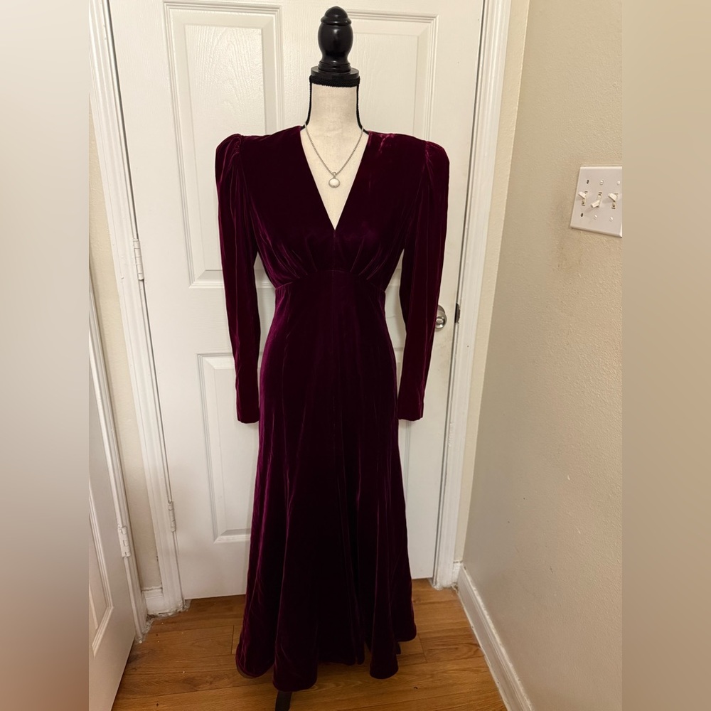 Victor Costa For Sakowitz '80s BURGUNDY VELVET Dress